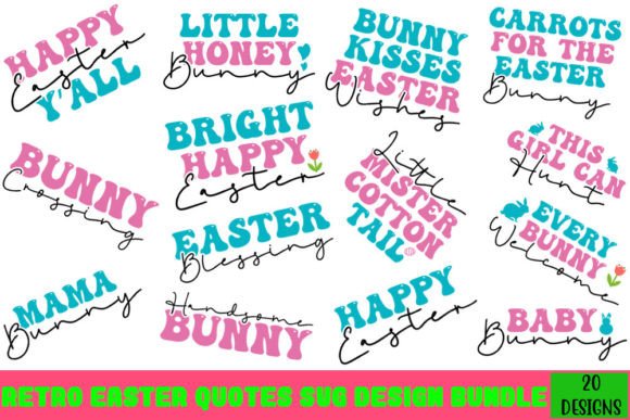Download Retro Easter Quotes Svg Design Bundle - Easter quotes Collection