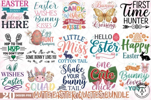Download Cute Easter Quotes Bundle PNG - Easter quotes Collection